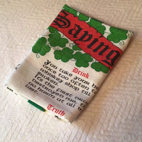 Vintage Irish Sayings tea towel collectible linen cotton retro kitchen - Picture 4 of 14